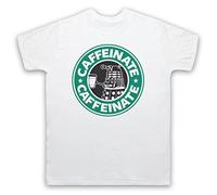My Icon Art & Clothing Dr Dalek Caffeinate Coffee Exterminate Parody Sci Fi TV Mens T-Shirt, White, Medium