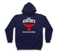 My Icon Art & Clothing Dune House Atreides Here I Am Here I Remain Sci Fi Novel Film Adults Hoodie, Navy Blue, Small