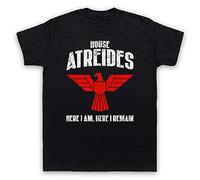 My Icon Art & Clothing Dune House Atreides Here I Am Here I Remain Sci Fi Novel Film Mens T-Shirt, Black, XL