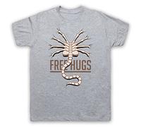 My Icon Art & Clothing Facehugger Free Hugs Space Sci Fi Alien Horror Film Mens T-Shirt, Light Grey, XL