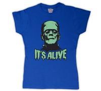 My Icon Art & Clothing Frankenstein Its Alive Womens T-Shirt, Royal Blue, XL