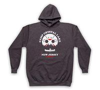 My Icon Art & Clothing Friday 13th Camp Crystal Lake 1980 Jason Voorhees Mask Adults Hoodie, Charcoal, XL
