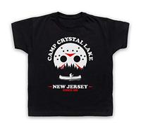 My Icon Art & Clothing Friday 13th Camp Crystal Lake 1980 Jason Voorhees Mask Kids T-Shirt, Black, 12-13 Years