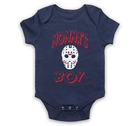 My Icon Art & Clothing Friday 13th Jason Momma's Boy Horror Film Voorhees Baby Grow, Navy Blue, 3-6 Months
