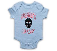 My Icon Art & Clothing Friday 13th Jason Momma's Boy Horror Film Voorhees Baby Grow, Sky Blue, 0-3 Months