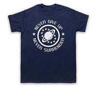My Icon Art & Clothing Galaxy NSEA Never Give Up Never Surrender Sci Fi Comedy Film Mens T-Shirt, Navy Blue, Large