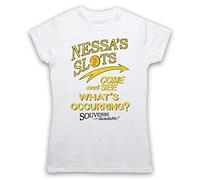 My Icon Art & Clothing Gavin Stace Nessa's Slots What's Occurring Souvenirs Available Womens T-Shirt, White, Large