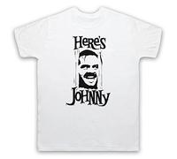 My Icon Art & Clothing Here's Johnny Jack Nicholson Shin Horror Film Novel Mens T-Shirt, White, Medium
