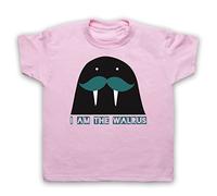 My Icon Art & Clothing I Am The Walrus Slogan Kids T-Shirt, Light Pink, 3-4 Years
