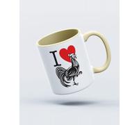 My Icon Art & Clothing I Love Cock Retro Slogan Mug, White & Beige