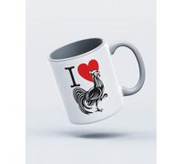 My Icon Art & Clothing I Love Cock Retro Slogan Mug, White & Grey