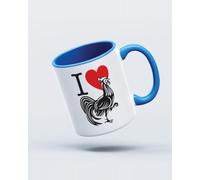 My Icon Art & Clothing I Love Cock Retro Slogan Mug, White & Light Blue