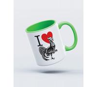 My Icon Art & Clothing I Love Cock Retro Slogan Mug, White & Light Green