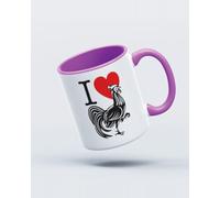 My Icon Art & Clothing I Love Cock Retro Slogan Mug, White & Lilac