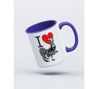 My Icon Art & Clothing I Love Cock Retro Slogan Mug, White & Purple