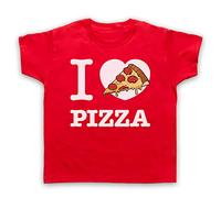 My Icon Art & Clothing I Love Pizza Kids T-Shirt, Red, 3-4 Years