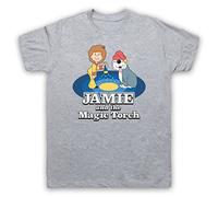 My Icon Art & Clothing Jamie and Torch Retro Kids TV Show Cartoon Mens T-Shirt, Light Grey, 2XL