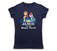 My Icon Art & Clothing Jamie and Torch Retro Kids TV Show Cartoon Womens T-Shirt, Navy Blue, XL