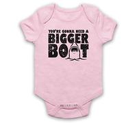 My Icon Art & Clothing Jaws You're Gonna Need A Bigger Boat Shark Film Iconic Slogan Baby Grow, Light Pink, 3-6 Months