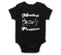 My Icon Art & Clothing Jersey Meatball Problems Reality TV Baby Grow, Black, 3-6 Months