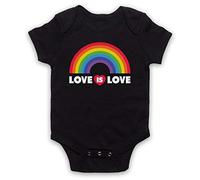 My Icon Art & Clothing Love is Love LGBT Pride Baby Grow, Black, 3-6 Months