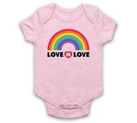 My Icon Art & Clothing Love is Love LGBT Pride Baby Grow, Light Pink, 0-3 Months