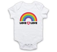 My Icon Art & Clothing Love is Love LGBT Pride Baby Grow, White, 6-12 Months