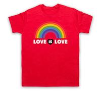 My Icon Art & Clothing Love is Love LGBT Pride Mens T-Shirt, Red, 4XL