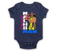 My Icon Art & Clothing Macho Man Savage Illustration Ooh Yeah! Wrestler Baby Grow, Navy Blue, 3-6 Months