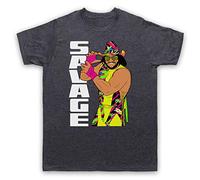 My Icon Art & Clothing Macho Man Savage Illustration Savage Iconic Wrestling Wrestler Mens T-Shirt, Vintage Slate, Large
