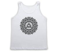 My Icon Art & Clothing Mandala Geometric Spiritual Symbol Tank Top Vest, White, Large