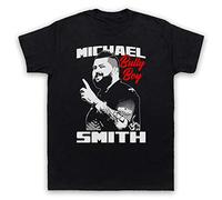 My Icon Art & Clothing Michael Smith Bully Boy Darts Tribute English Player Mens T-Shirt, Black, Large