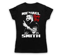 My Icon Art & Clothing Michael Smith Bully Boy Darts Tribute English Player Womens T-Shirt, Black, Medium