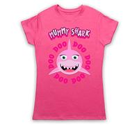 My Icon Art & Clothing Mummy Shark Doo Doo Doo Baby Shark Womens T-Shirt, Pink, 2XL