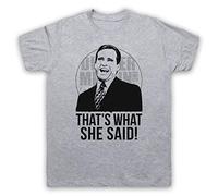 My Icon Art & Clothing Office Michael Scott That's What She Said Comedy TV Mens T-Shirt, Light Grey, Large