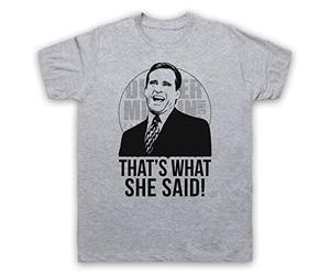 My Icon Art & Clothing Office Michael Scott That's What She Said Comedy TV Mens T-Shirt, Light Grey, Small