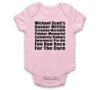 My Icon Art & Clothing Office Michael Scott's Dunder Fun Run Race for The Cure TV Baby Grow, Light Pink, 6-12 Months