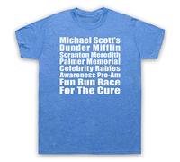 My Icon Art & Clothing Office Michael Scott's Dunder Fun Run Race for The Cure TV Mens T-Shirt, Vintage Blue, XL