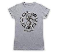My Icon Art & Clothing Office Schrute Farms Bed & Breakfast Comedy TV Womens T-Shirt, Light Grey, Large