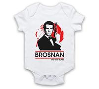 My Icon Art & Clothing Pierce Brosnan The Best Bond British Spy Secret Agent 00 Double O Baby Grow, White, 3-6 Months