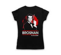 My Icon Art & Clothing Pierce Brosnan The Best Bond British Womens T-Shirt | Bond British Spy Secret Agent 00 Double O, Womens Fitted Cotton T-Shirt