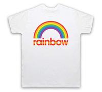 My Icon Art & Clothing Rainbow Kids 70's 80's TV Show Logo Mens T-Shirt, White, Medium