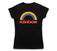 My Icon Art & Clothing Rainbow Kids 70's 80's TV Show Logo Womens T-Shirt, Black, Large
