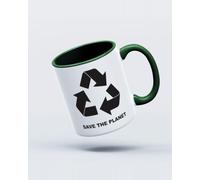 My Icon Art & Clothing Recycle Save The Planet Mug, White & Green