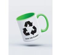 My Icon Art & Clothing Recycle Save The Planet Mug, White & Light Green