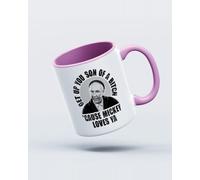 My Icon Art & Clothing Rock Get Up You Son Mug, White & Light Pink
