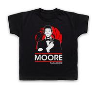 My Icon Art & Clothing Roger Moore The Best Bond British Spy Secret Agent 00 Double O Kids T-Shirt, Black, 9-11 Years