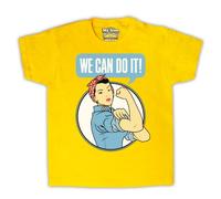 My Icon Art & Clothing Rosie The Riveter We Can Do It Kids T-Shirt, Yellow, 7-8 Years
