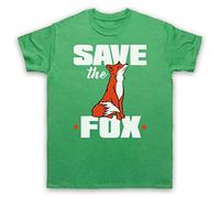 My Icon Art & Clothing Save The Fox Animal Rights Anti Hunting Protest Slogan Mens T-Shirt, Green, Large