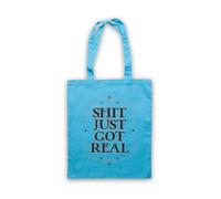 My Icon Art & Clothing Shit Just Got Real Slogan Tote Bag | Cotton Shopping Shoulder Bag